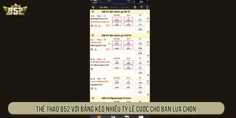 B52 - Link Tải Game Bài B52Club Đổi Thưởng Bom Tấn Sảnh thể thao với bảng kèo nhiều tỷ lệ cược